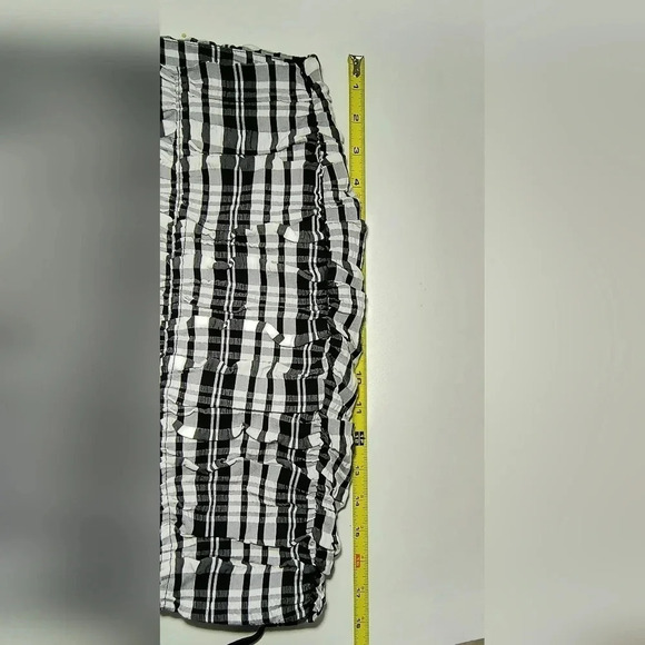 Zara Black and White Plaid Academia Preppy Schoolgirl Ruched Mini Skirt, S - Picture 6 of 6